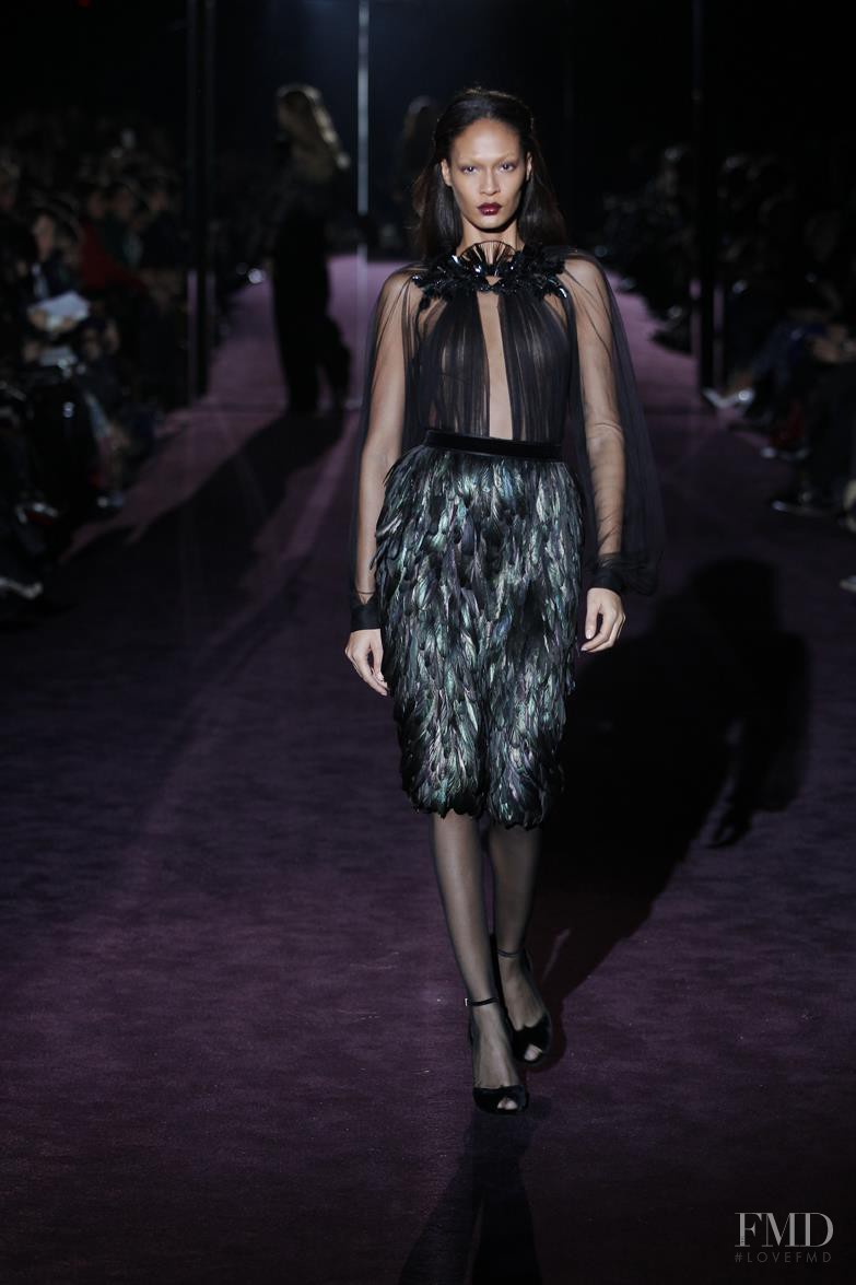 Joan Smalls featured in  the Gucci fashion show for Autumn/Winter 2012