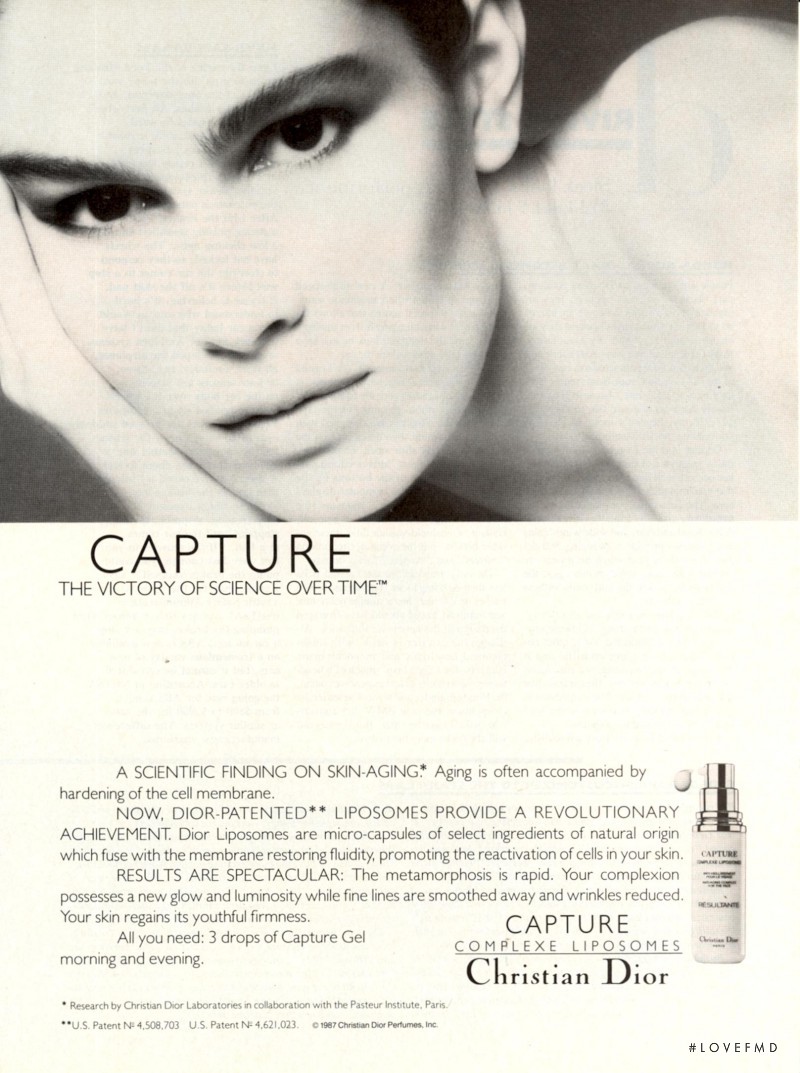 Kim Williams featured in  the Dior Beauty Christian Dior Capture Complexe Liposomes advertisement for Spring/Summer 1988