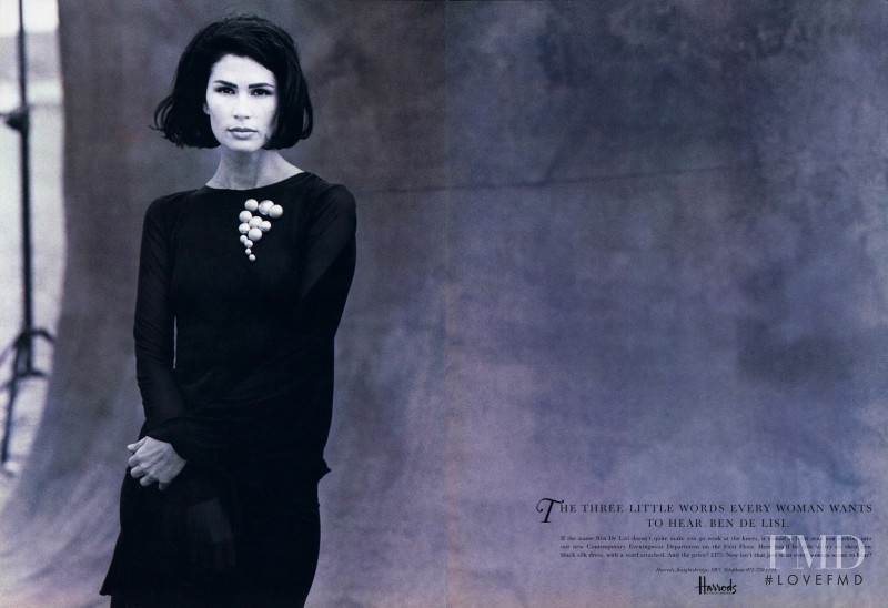 Kim Williams featured in  the Harrods advertisement for Autumn/Winter 1990