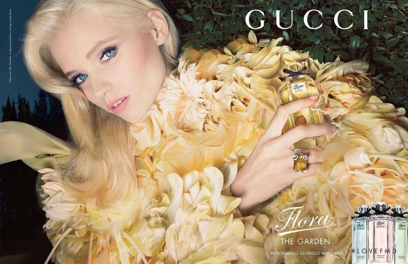Abbey Lee Kershaw featured in  the Gucci Fragrance Flora the Garden Fragrance advertisement for Spring/Summer 2013