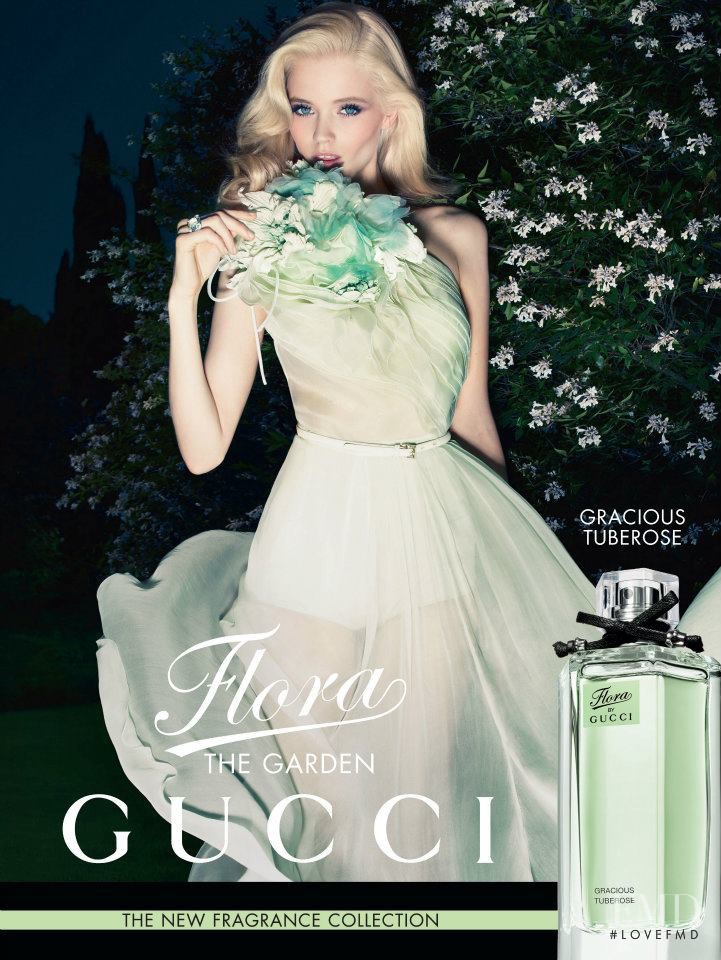 Abbey Lee Kershaw featured in  the Gucci Fragrance Flora the Garden Fragrance advertisement for Spring/Summer 2012