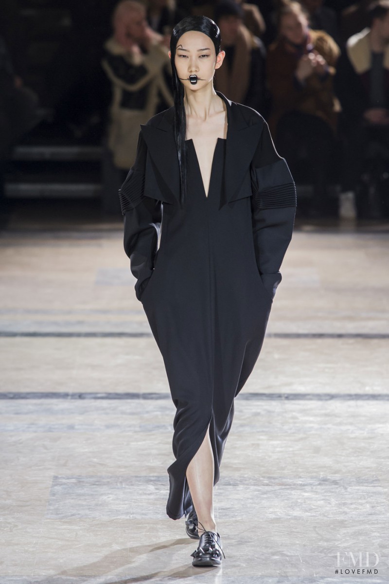 Jiaye Wu featured in  the Yohji Yamamoto fashion show for Autumn/Winter 2016