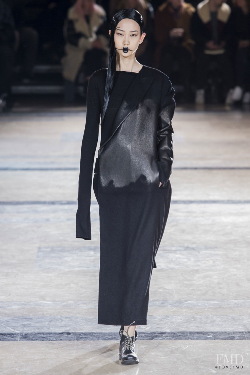 Jiaye Wu featured in  the Yohji Yamamoto fashion show for Autumn/Winter 2016