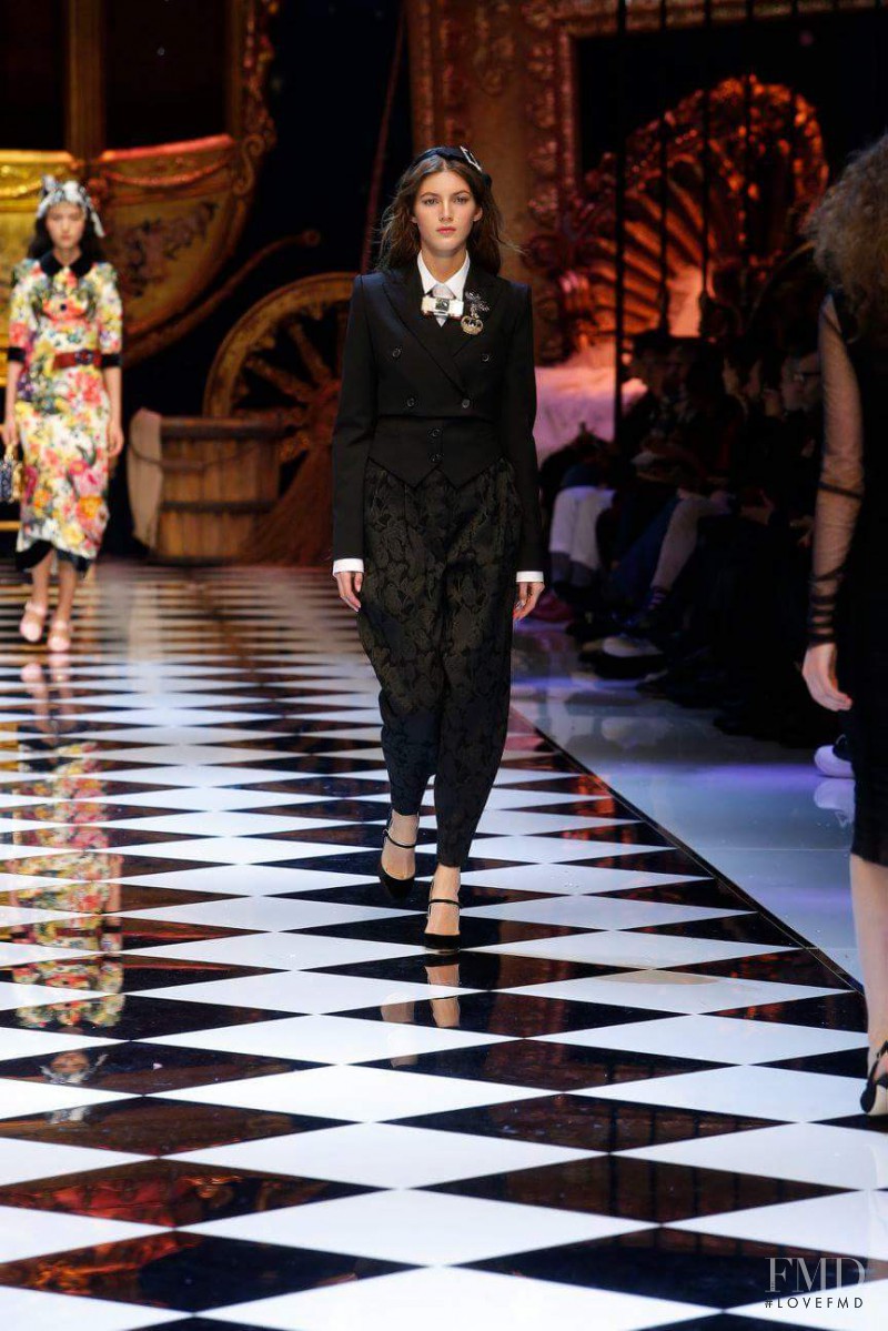Valery Kaufman featured in  the Dolce & Gabbana fashion show for Autumn/Winter 2016