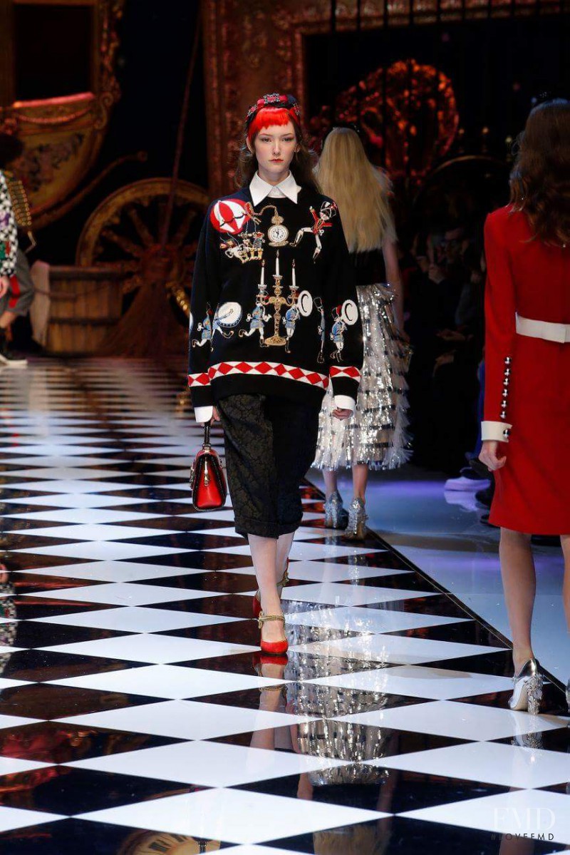 Allyson Chalmers featured in  the Dolce & Gabbana fashion show for Autumn/Winter 2016