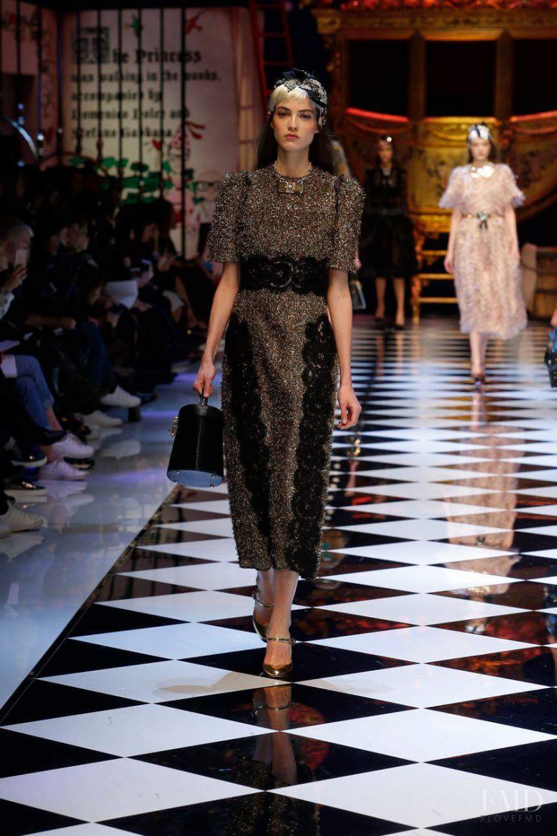Camille Hurel featured in  the Dolce & Gabbana fashion show for Autumn/Winter 2016