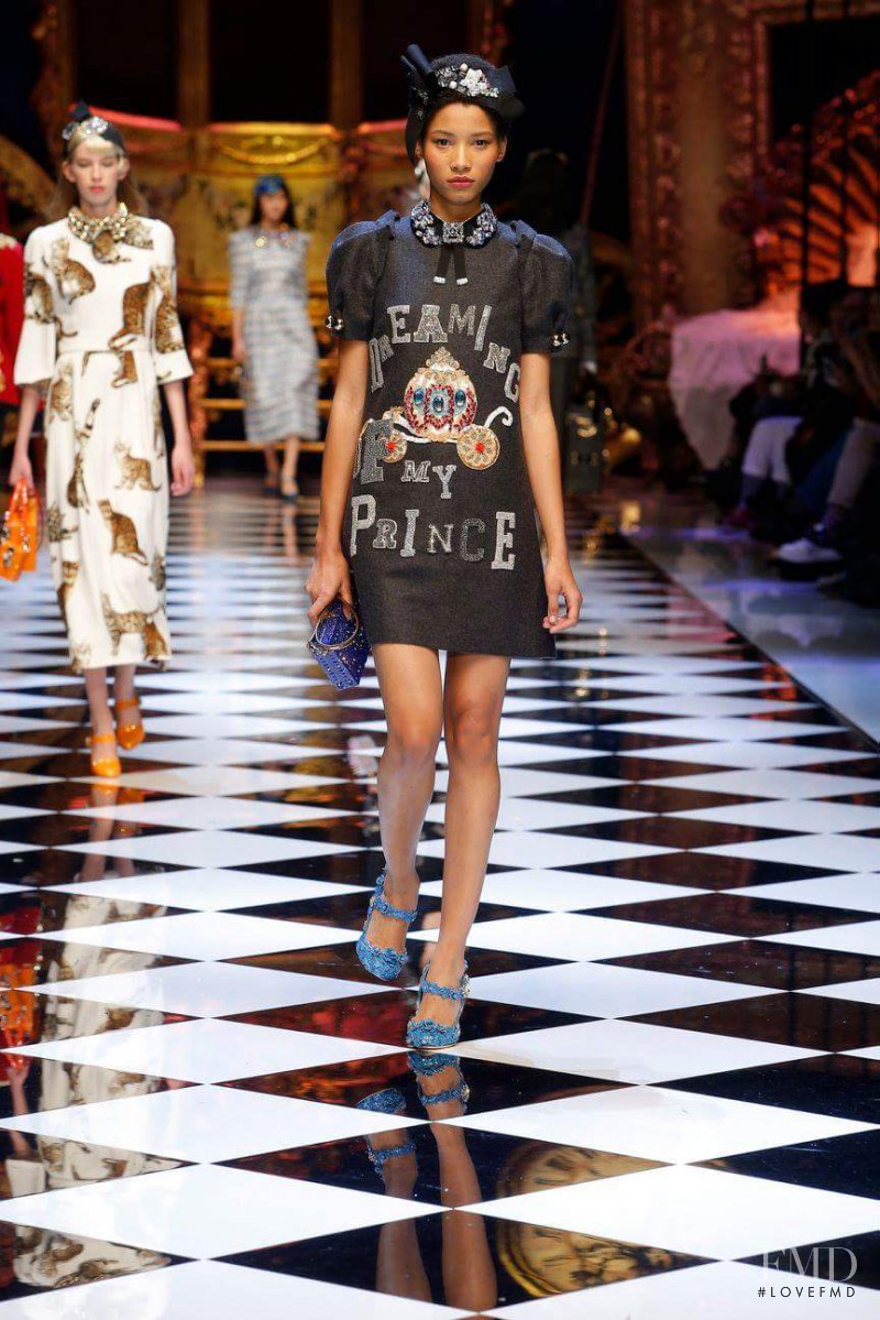 Lineisy Montero featured in  the Dolce & Gabbana fashion show for Autumn/Winter 2016