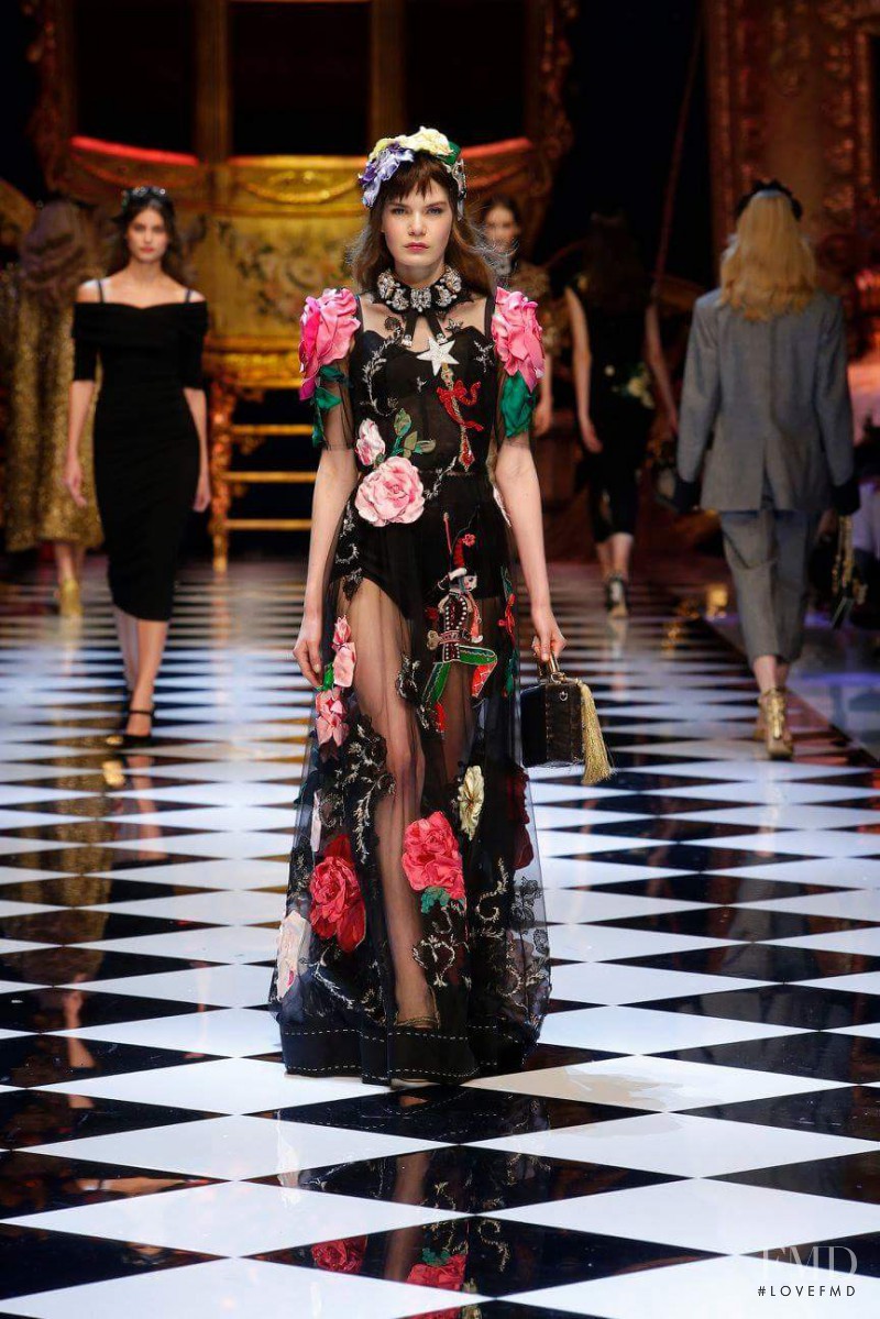 Sophie Rask featured in  the Dolce & Gabbana fashion show for Autumn/Winter 2016