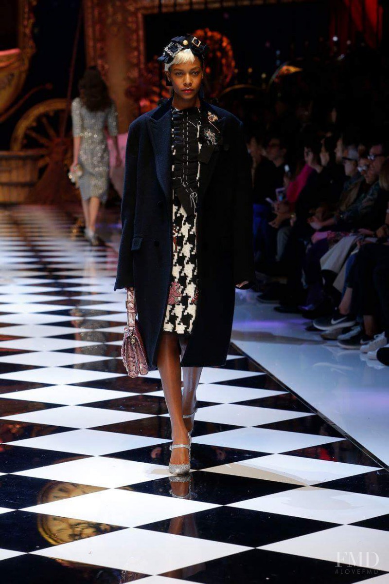 Karly Loyce featured in  the Dolce & Gabbana fashion show for Autumn/Winter 2016