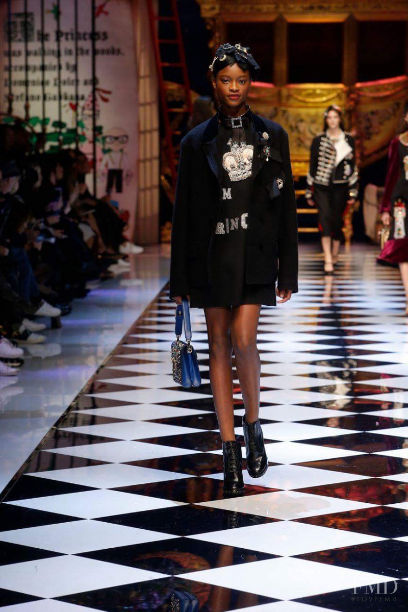 Mayowa Nicholas featured in  the Dolce & Gabbana fashion show for Autumn/Winter 2016