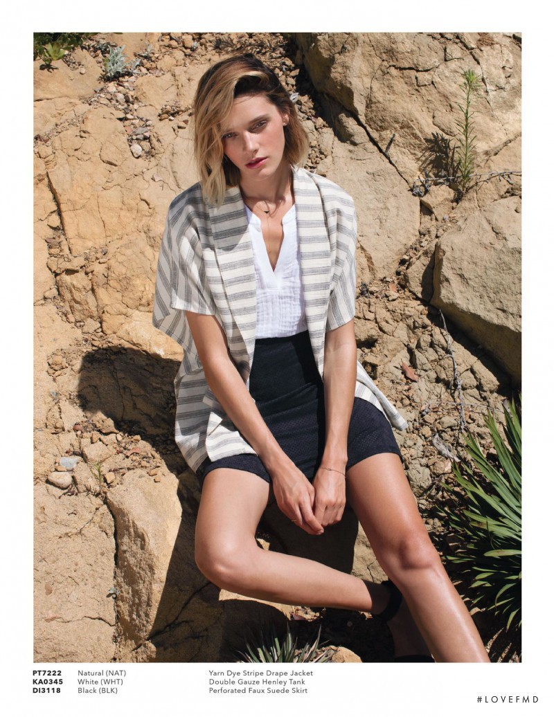 Leila Goldkuhl featured in  the Three Dots lookbook for Spring/Summer 2016