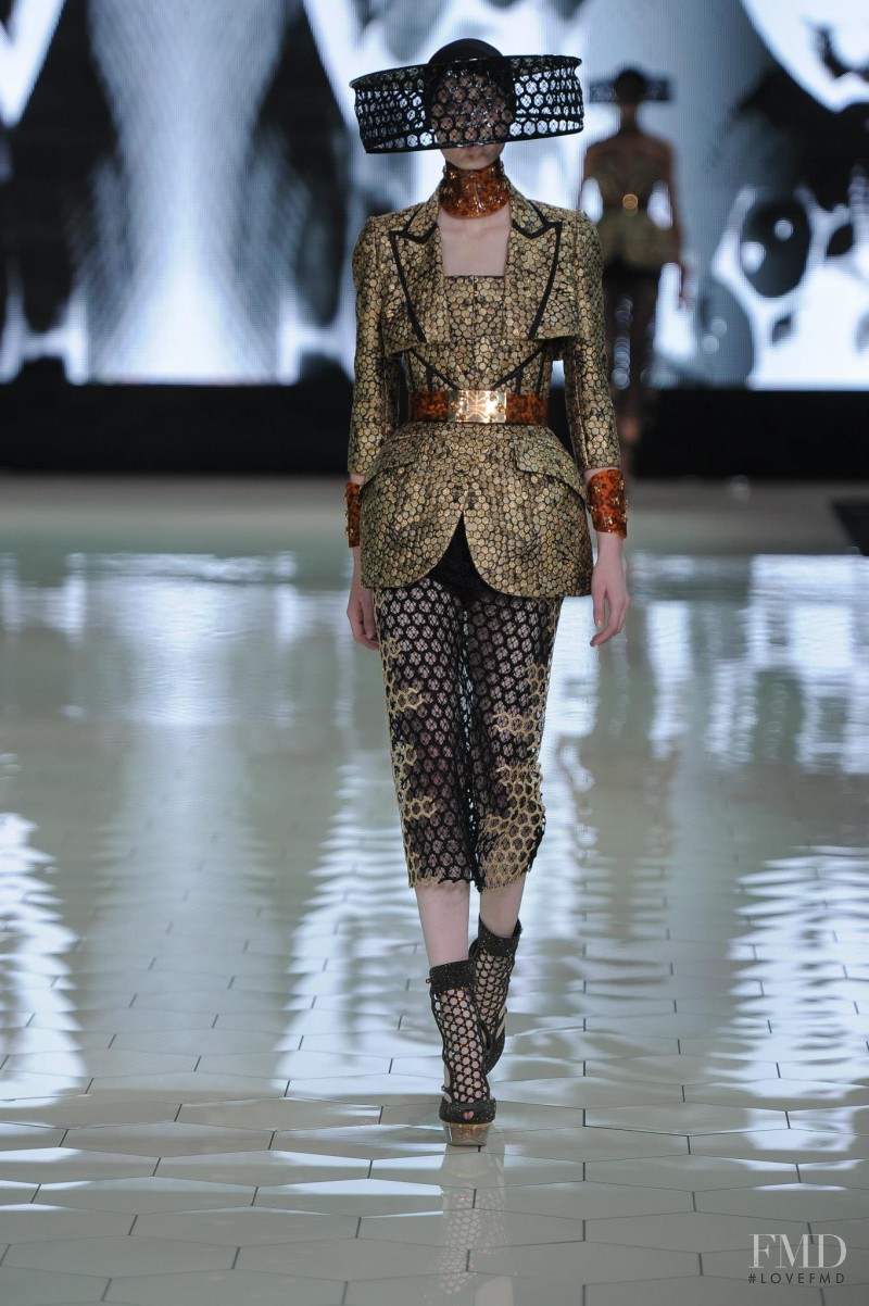 Julia Nobis featured in  the Alexander McQueen fashion show for Spring/Summer 2013
