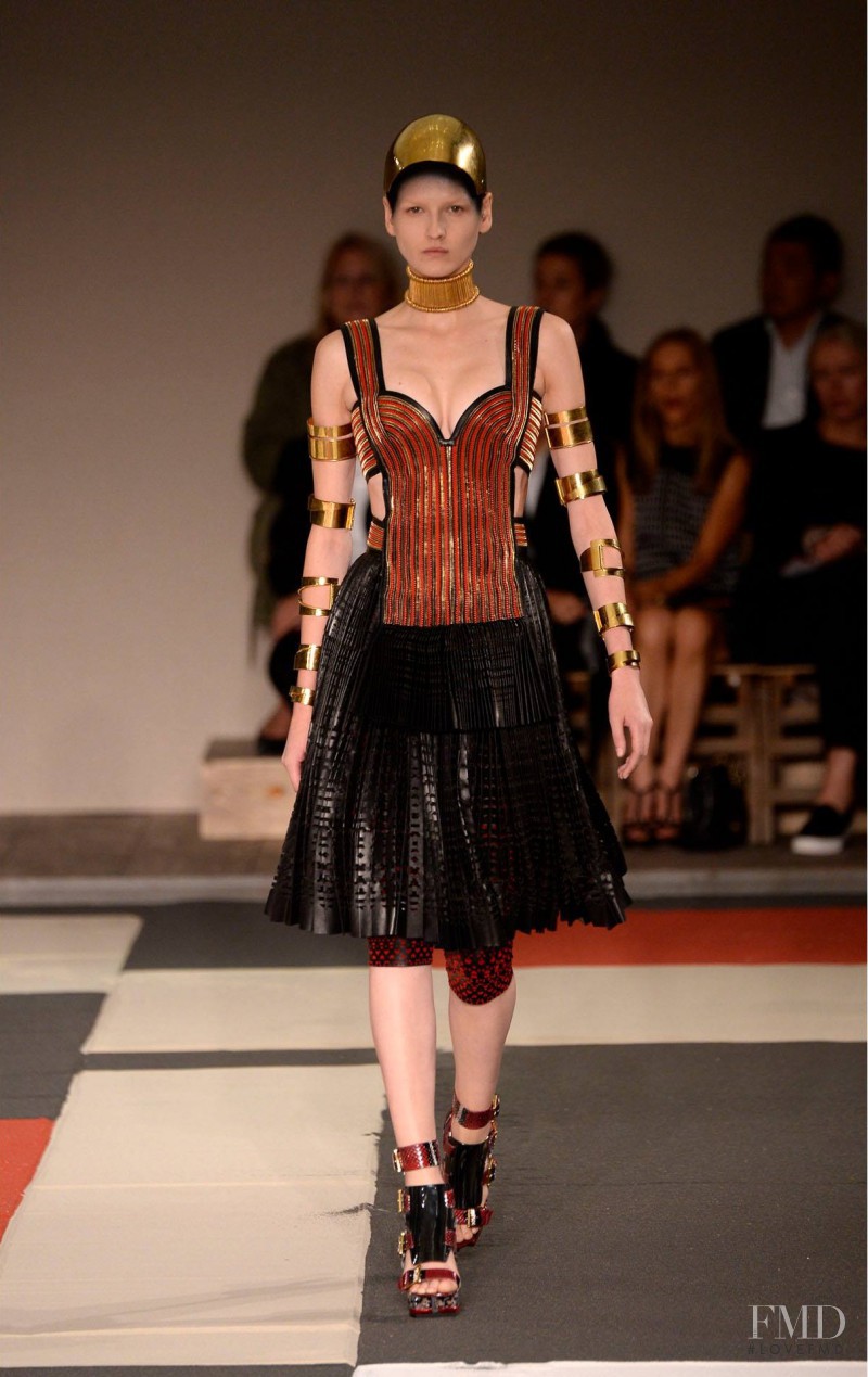 Katlin Aas featured in  the Alexander McQueen fashion show for Spring/Summer 2014