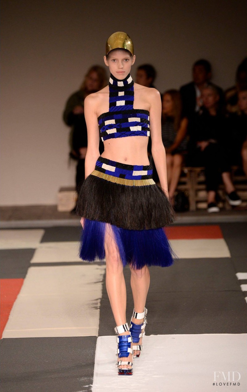 Devon Windsor featured in  the Alexander McQueen fashion show for Spring/Summer 2014