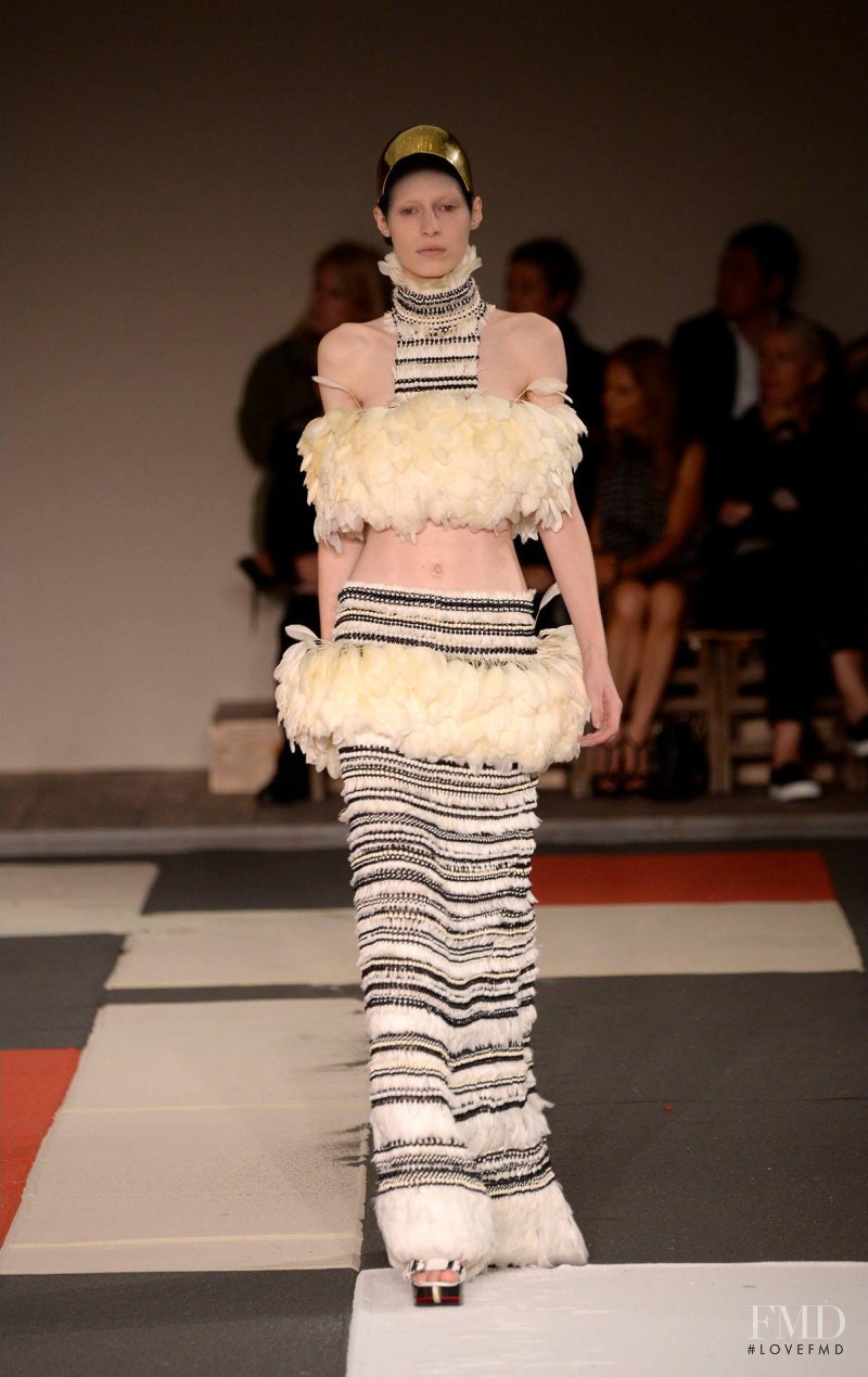 Julia Nobis featured in  the Alexander McQueen fashion show for Spring/Summer 2014