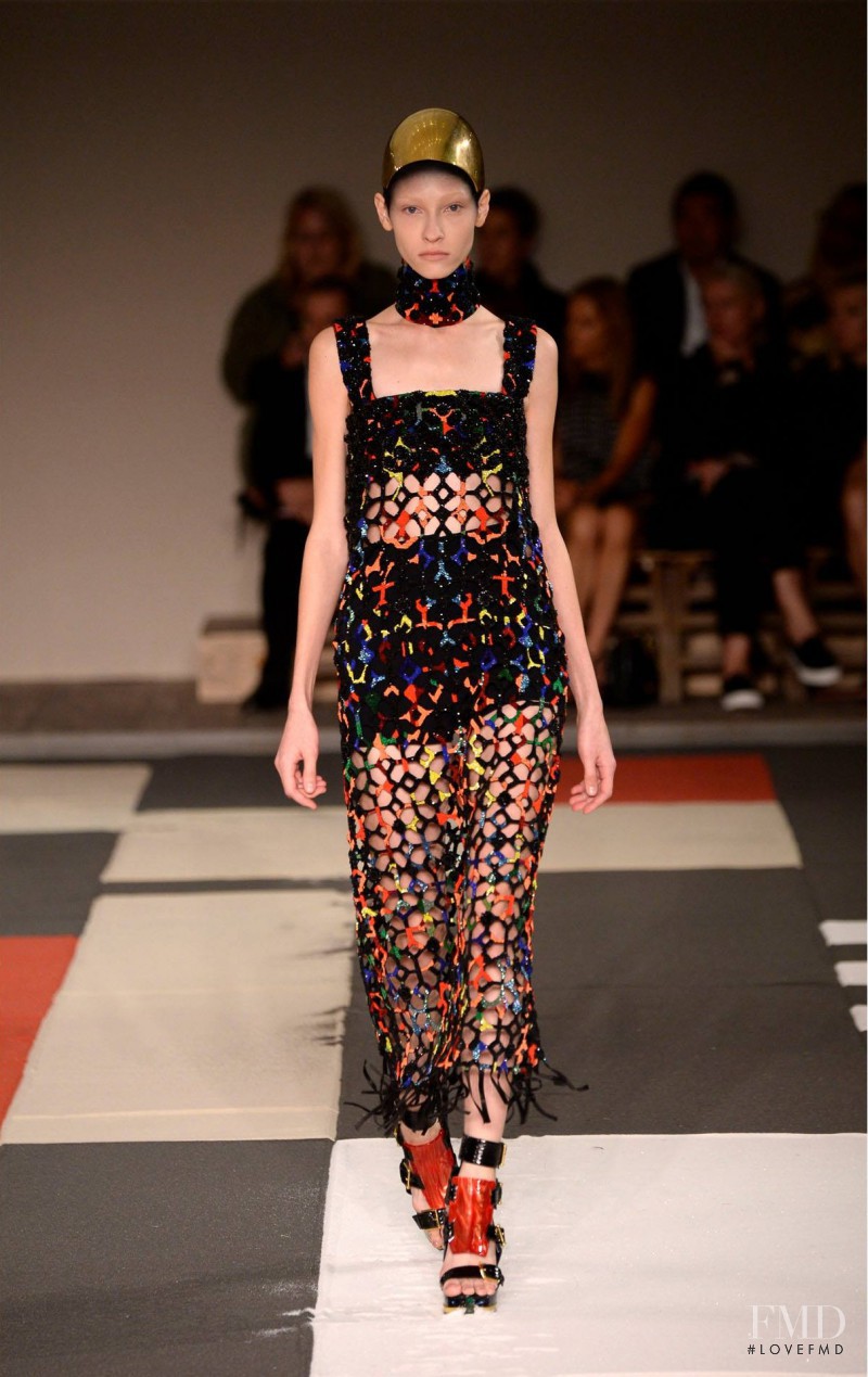 Lera Tribel featured in  the Alexander McQueen fashion show for Spring/Summer 2014