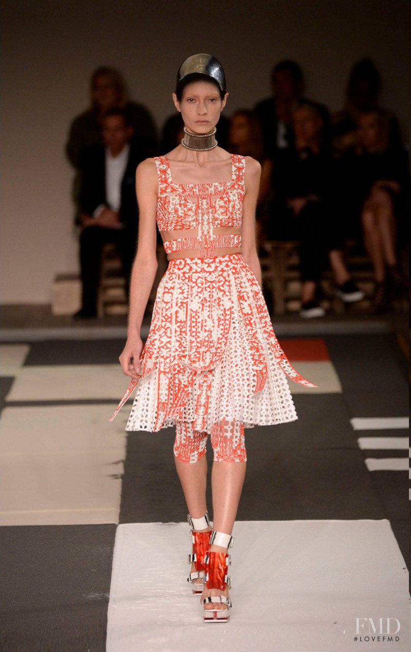 Marine Deleeuw featured in  the Alexander McQueen fashion show for Spring/Summer 2014