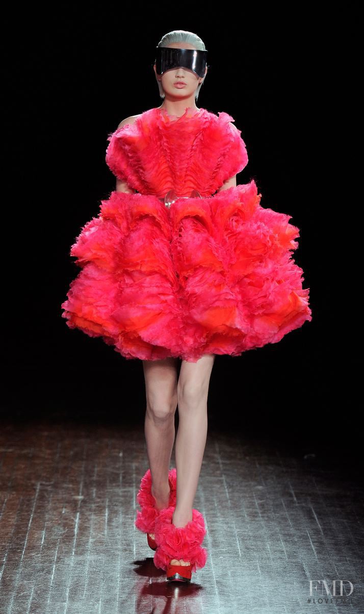 Romee Strijd featured in  the Alexander McQueen fashion show for Autumn/Winter 2012