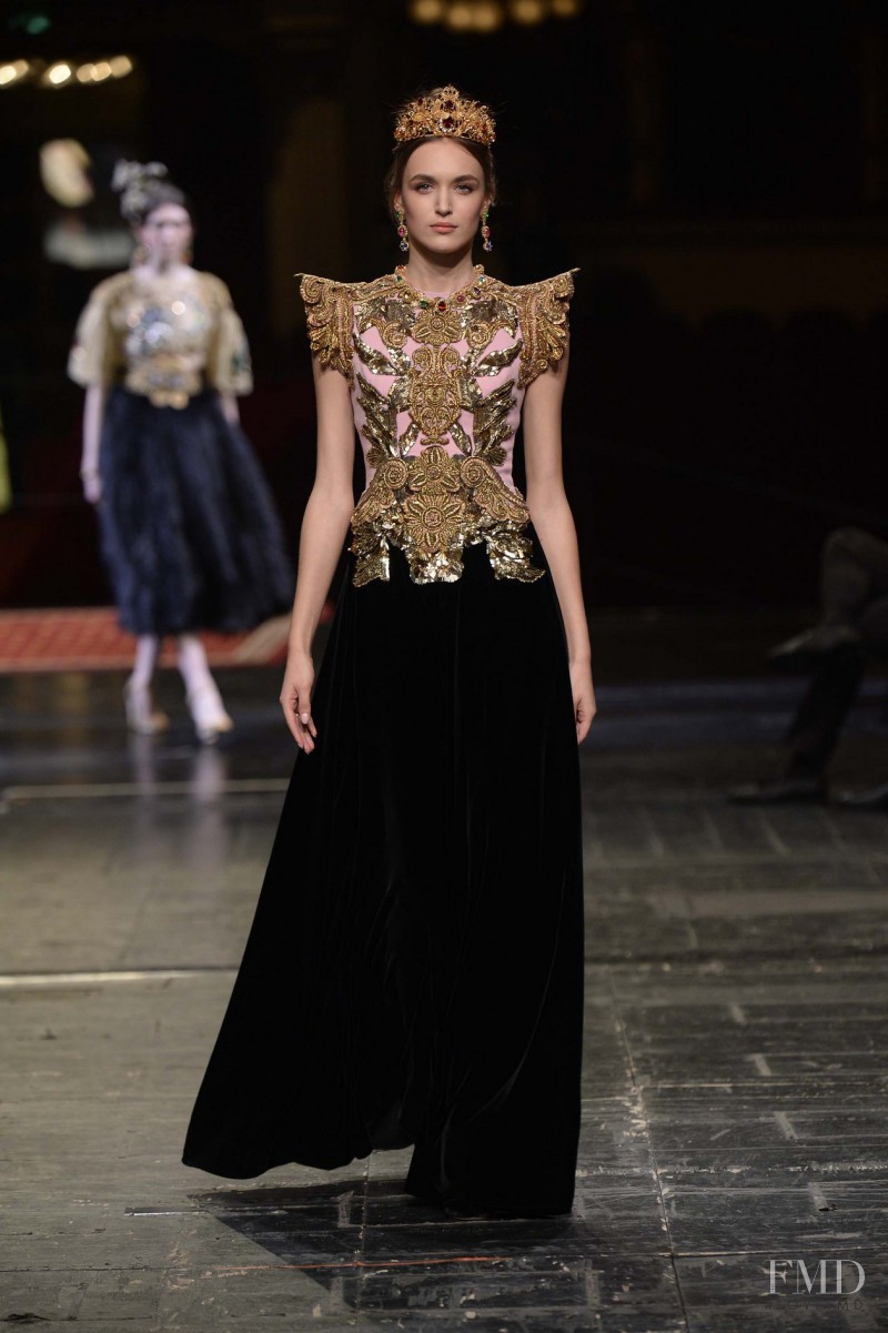 Stasha Yatchuk featured in  the Dolce & Gabbana Alta Moda fashion show for Spring/Summer 2016