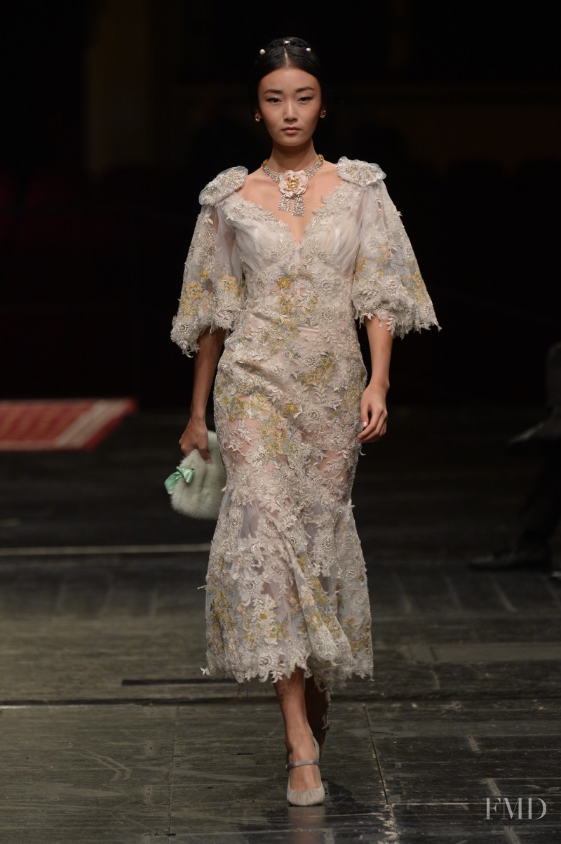 Yi Fei Li featured in  the Dolce & Gabbana Alta Moda fashion show for Spring/Summer 2016