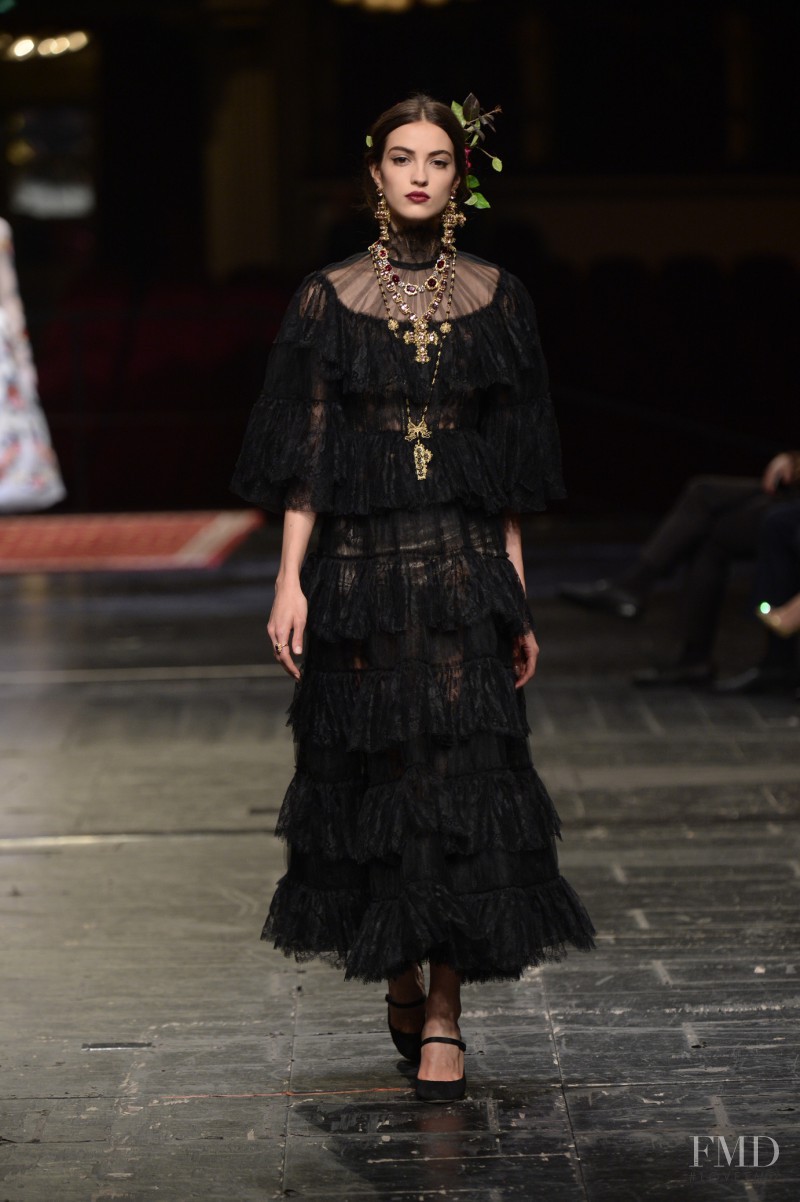 Camille Hurel featured in  the Dolce & Gabbana Alta Moda fashion show for Spring/Summer 2016