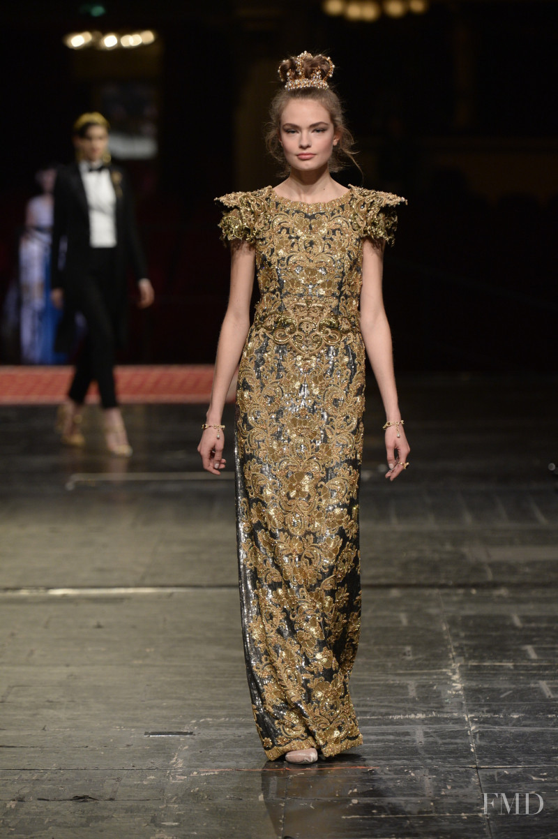 Anna Mila Guyenz featured in  the Dolce & Gabbana Alta Moda fashion show for Spring/Summer 2016