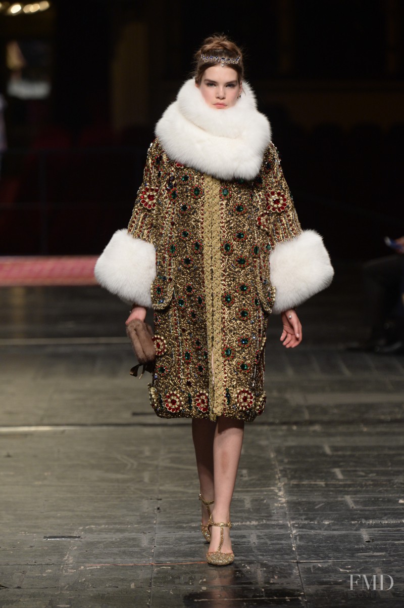 Sophie Rask featured in  the Dolce & Gabbana Alta Moda fashion show for Spring/Summer 2016