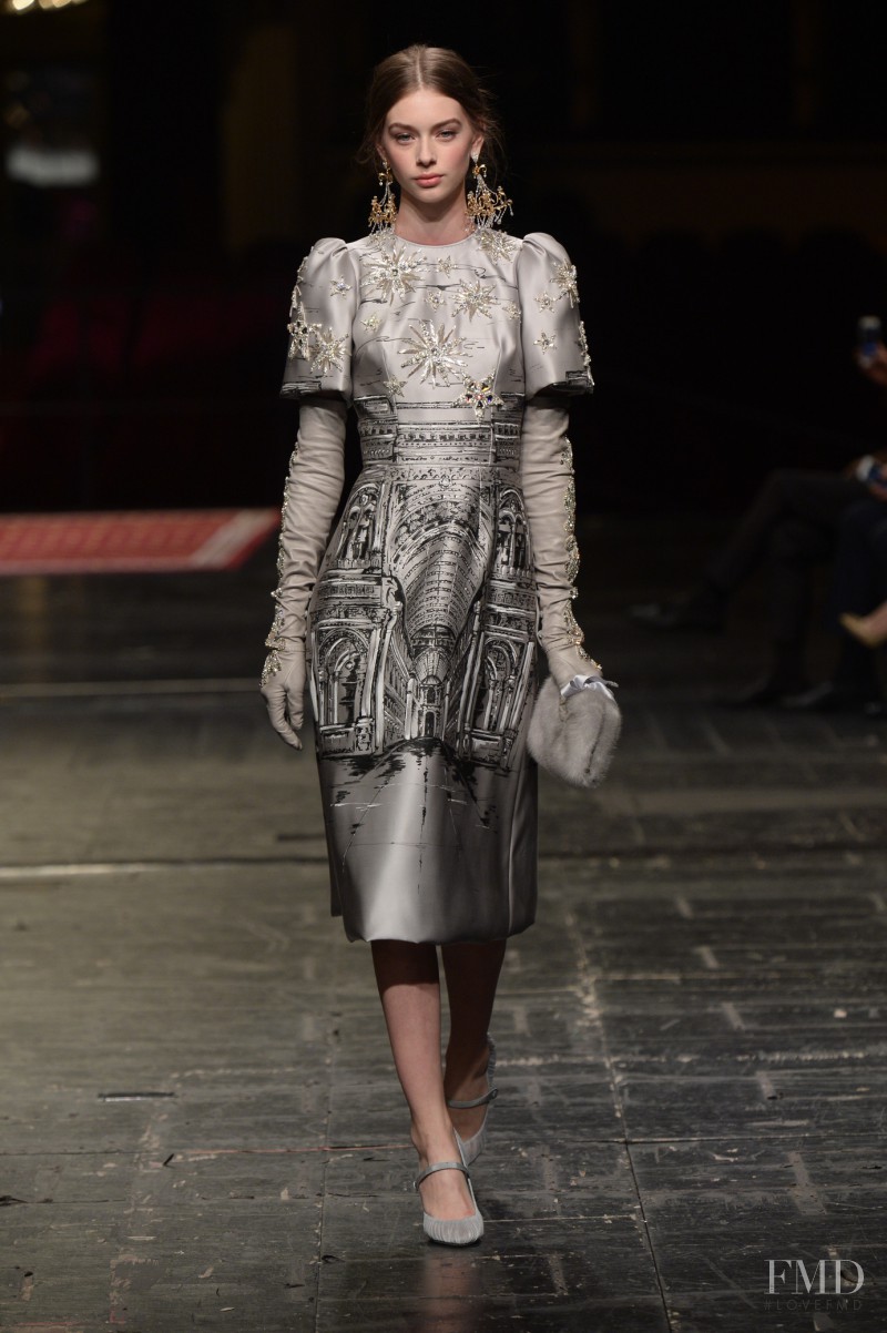 Lauren de Graaf featured in  the Dolce & Gabbana Alta Moda fashion show for Spring/Summer 2016