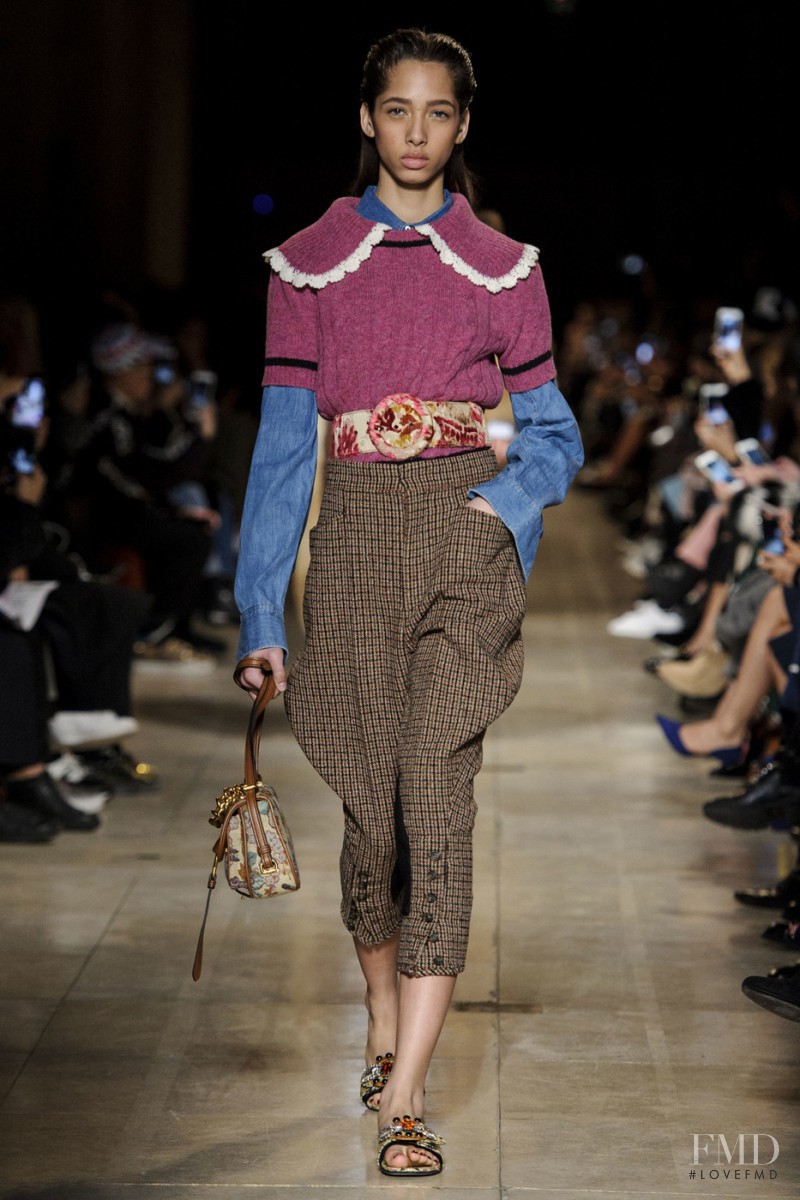 Yasmin Wijnaldum featured in  the Miu Miu fashion show for Autumn/Winter 2016