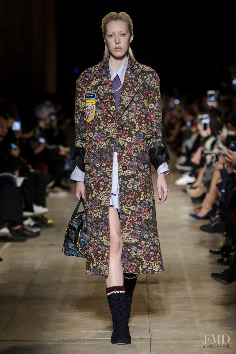 Tyg Davison featured in  the Miu Miu fashion show for Autumn/Winter 2016