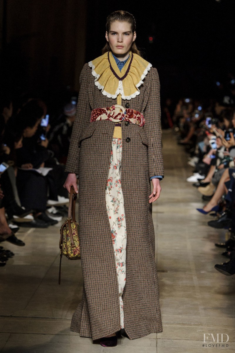 Sophie Rask featured in  the Miu Miu fashion show for Autumn/Winter 2016