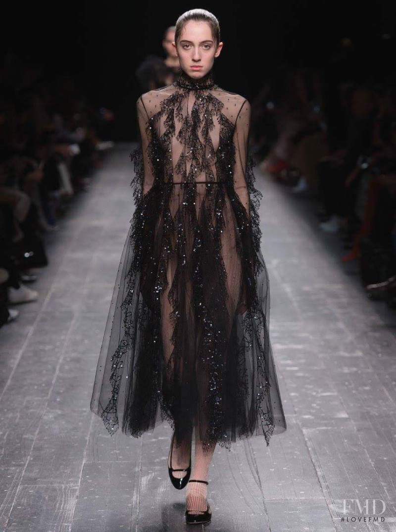 Teddy Quinlivan featured in  the Valentino fashion show for Autumn/Winter 2016