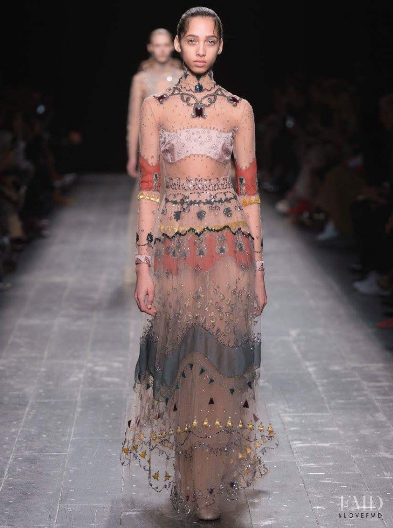 Yasmin Wijnaldum featured in  the Valentino fashion show for Autumn/Winter 2016