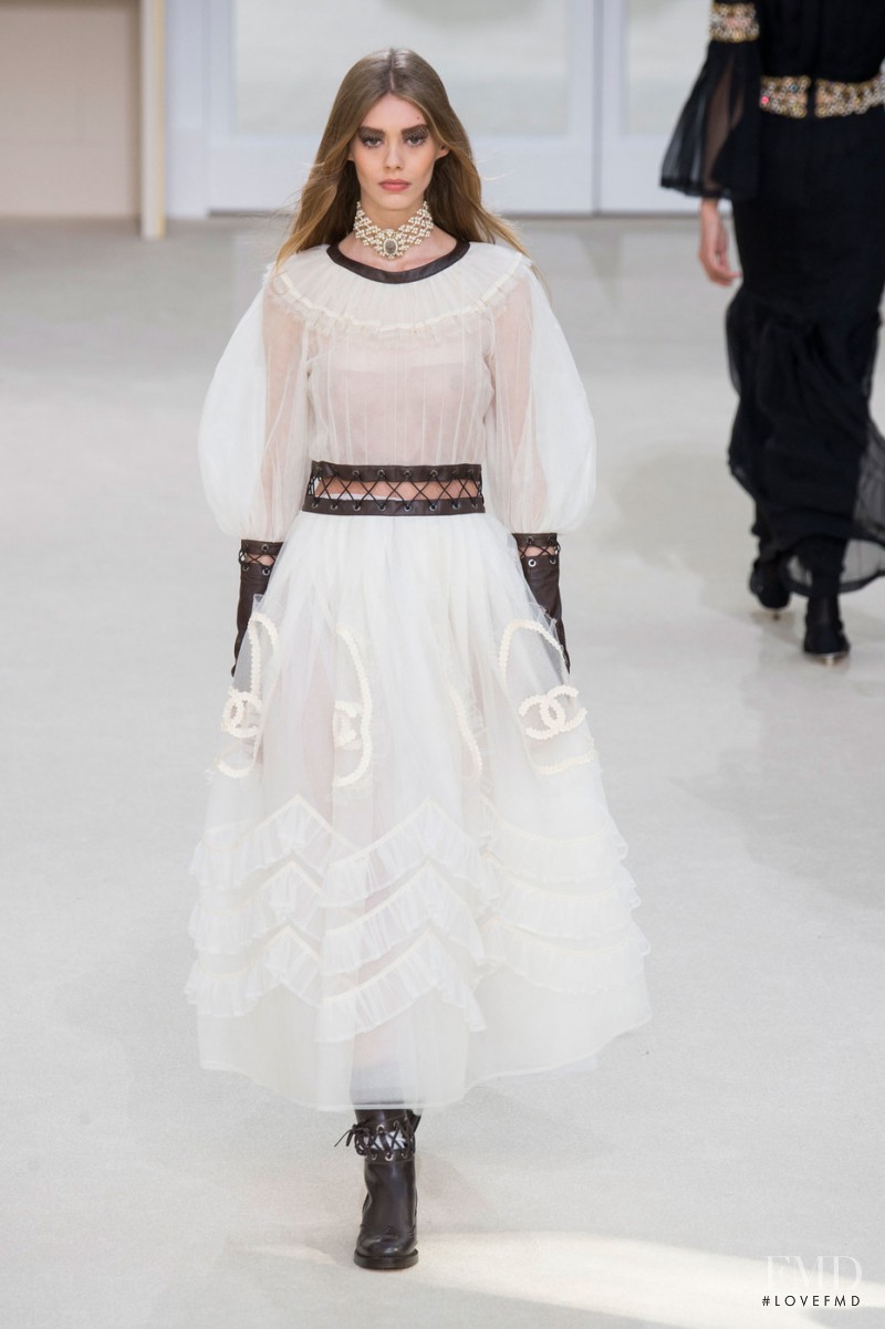Ondria Hardin featured in  the Chanel fashion show for Autumn/Winter 2016
