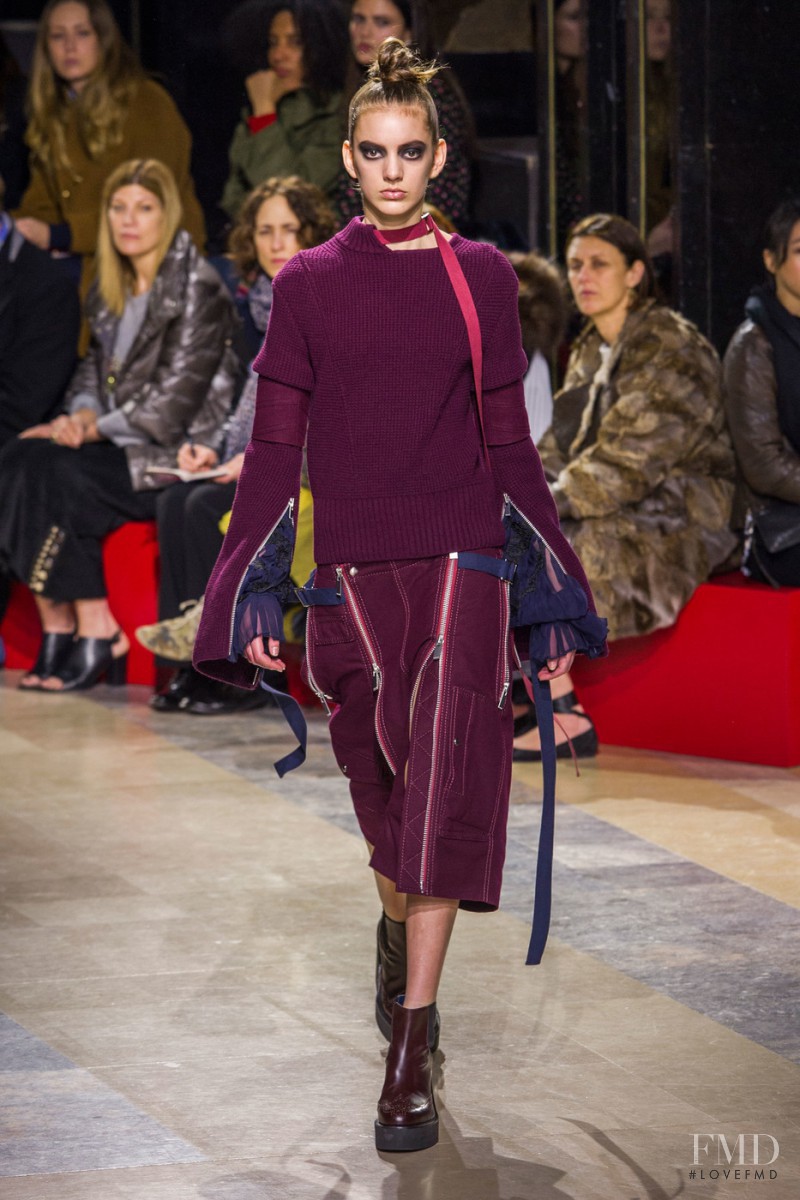 Caroline Reagan featured in  the Sacai fashion show for Autumn/Winter 2016