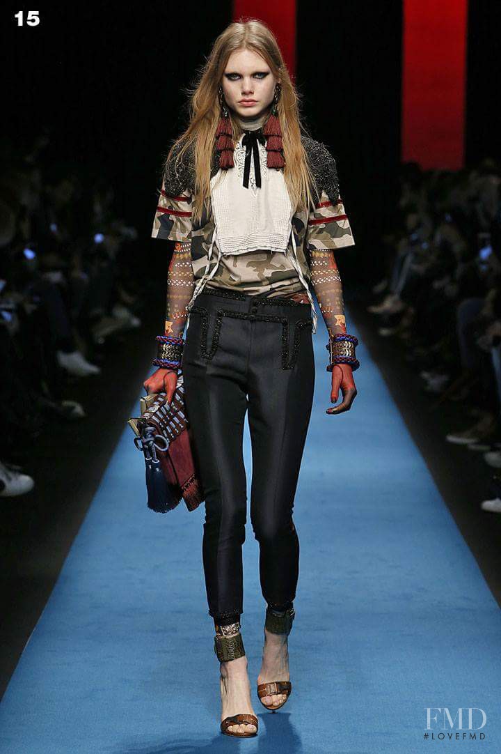 Annika Krijt featured in  the DSquared2 fashion show for Autumn/Winter 2016