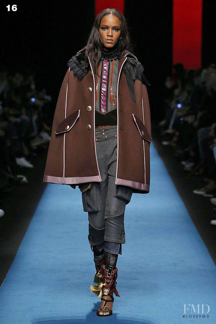 Leila Ndabirabe featured in  the DSquared2 fashion show for Autumn/Winter 2016