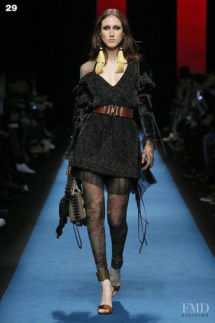 Anna Cleveland featured in  the DSquared2 fashion show for Autumn/Winter 2016