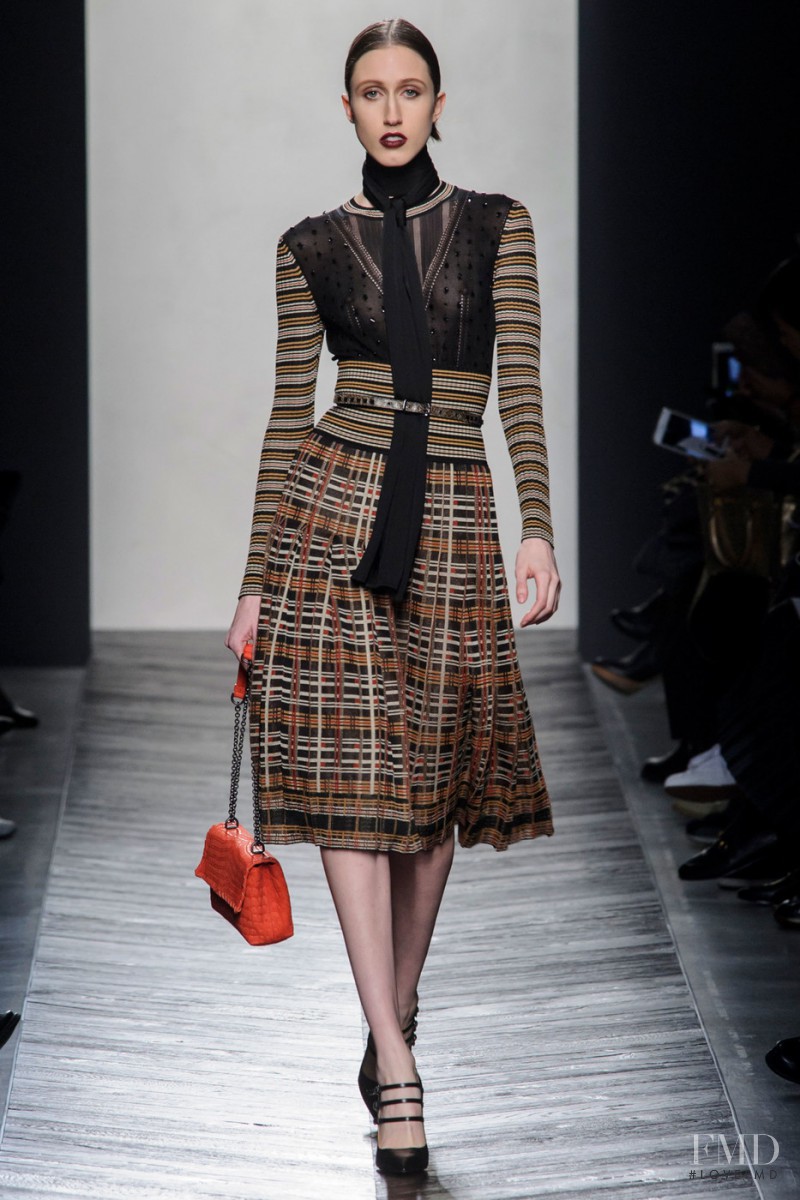 Anna Cleveland featured in  the Bottega Veneta fashion show for Autumn/Winter 2016