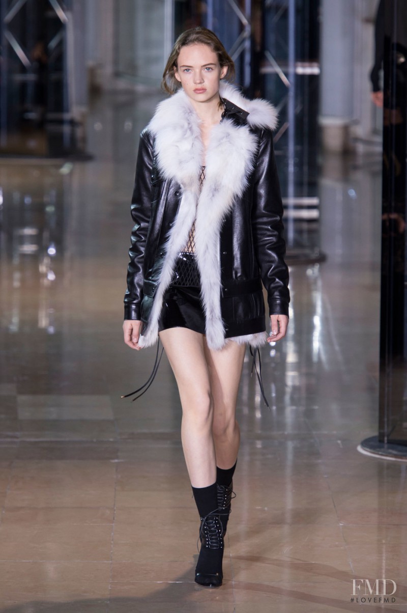 Adrienne Juliger featured in  the Anthony Vaccarello fashion show for Autumn/Winter 2016