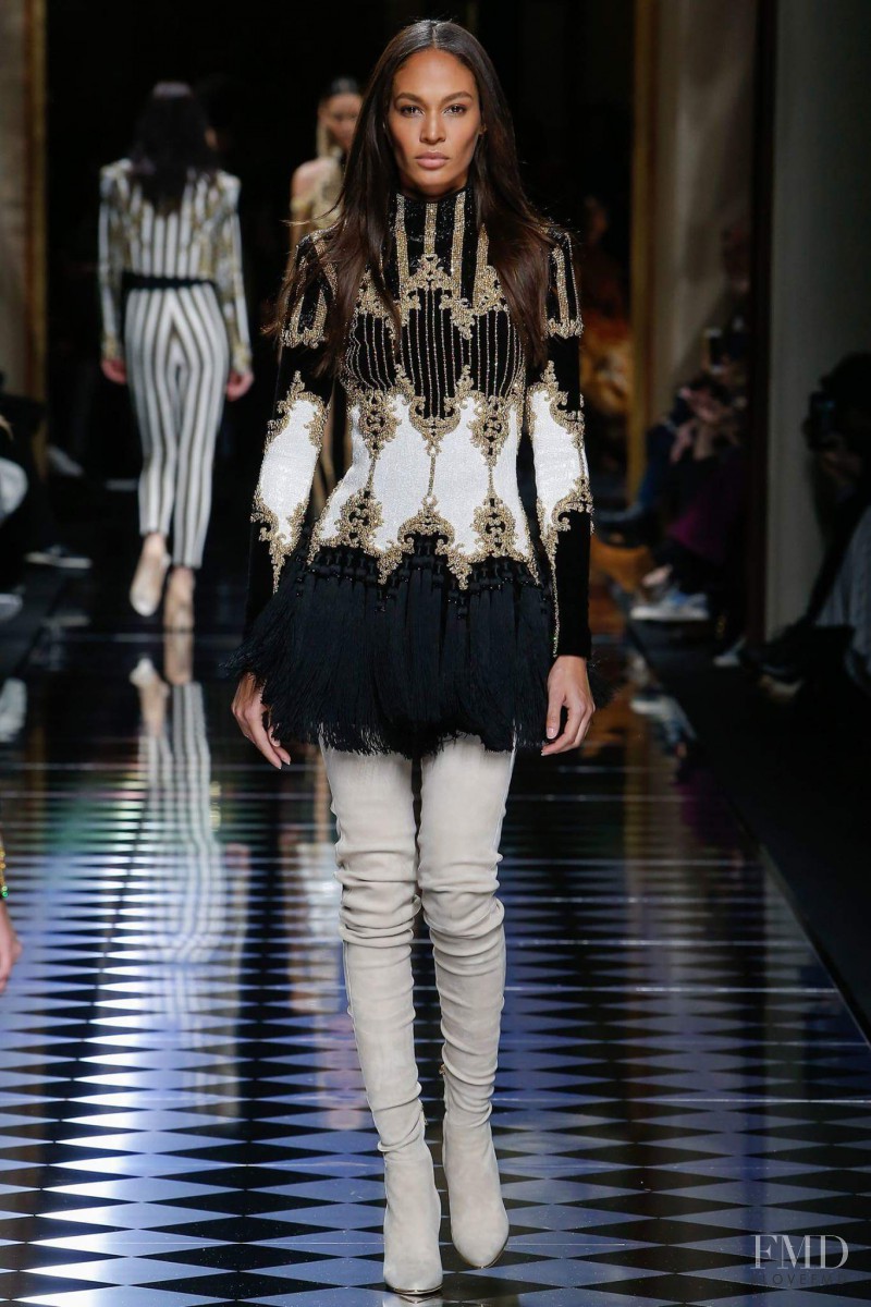 Joan Smalls featured in  the Balmain fashion show for Autumn/Winter 2016