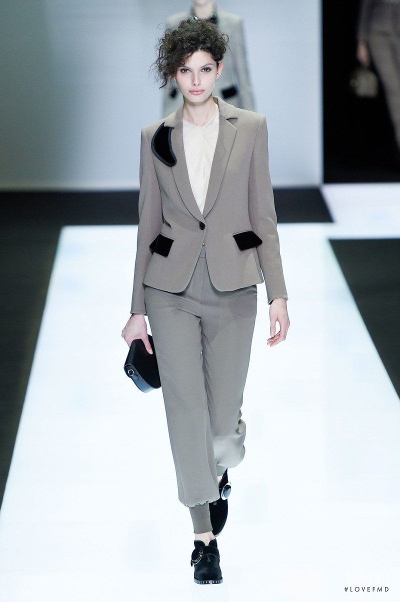 Giulia Manini featured in  the Giorgio Armani fashion show for Autumn/Winter 2016