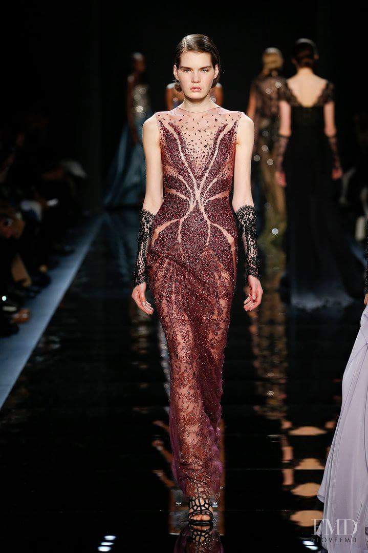 Sophie Rask featured in  the Reem Acra fashion show for Autumn/Winter 2016