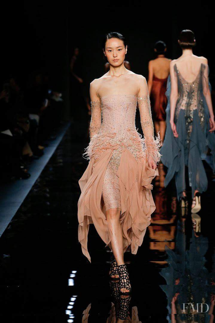 Yue Han featured in  the Reem Acra fashion show for Autumn/Winter 2016