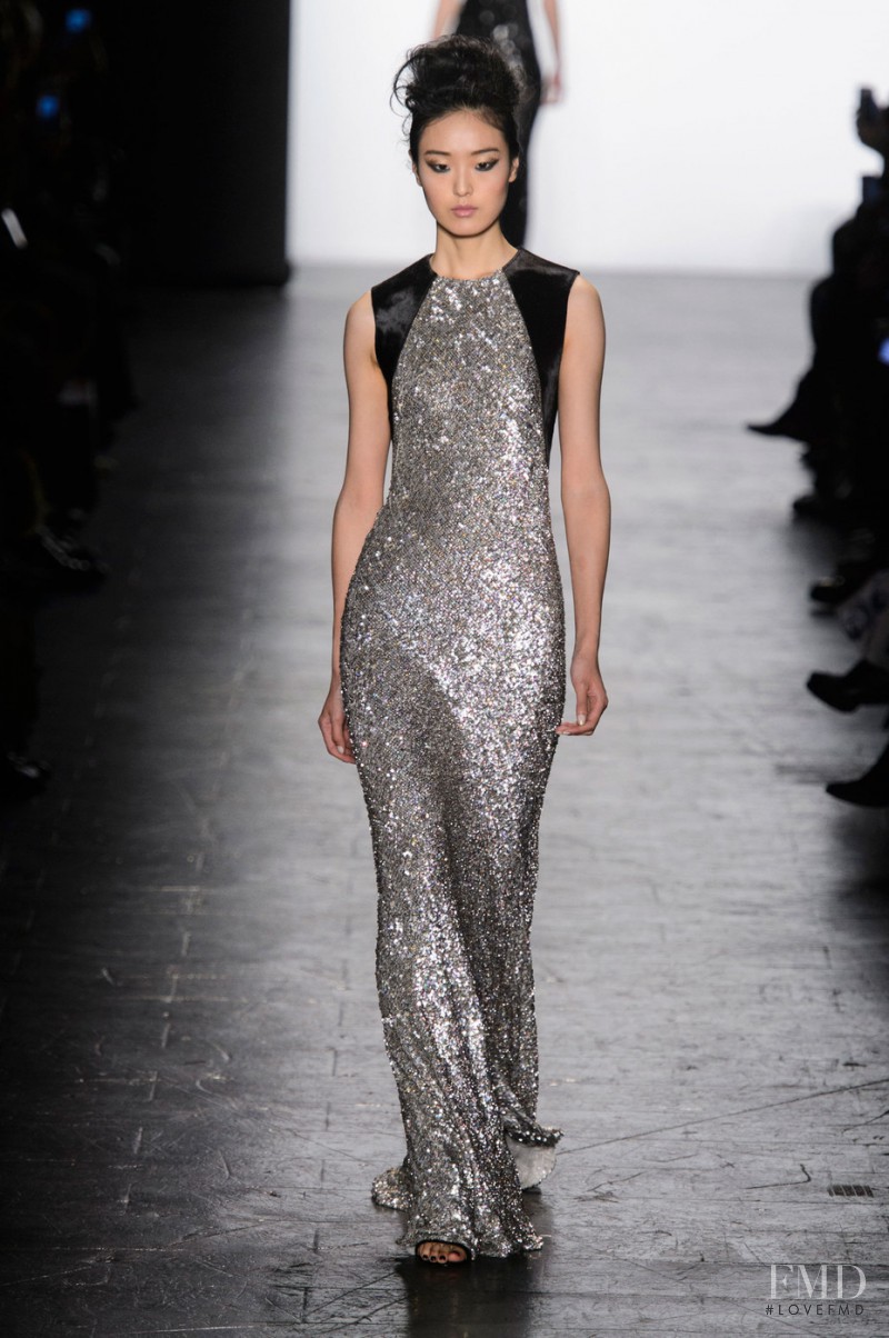 Yue Han featured in  the Carmen Marc Valvo fashion show for Autumn/Winter 2016