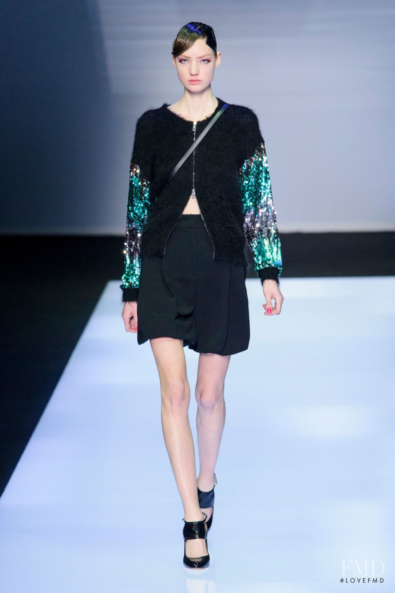 Susanne Knipper featured in  the Emporio Armani fashion show for Autumn/Winter 2016