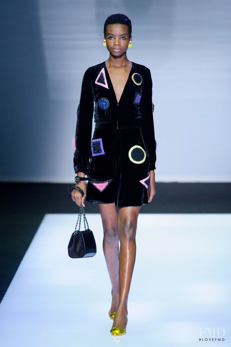 Maria Borges featured in  the Emporio Armani fashion show for Autumn/Winter 2016