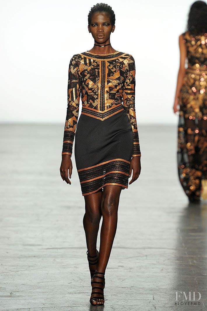 Aamito Stacie Lagum featured in  the Tadashi Shoji fashion show for Autumn/Winter 2016