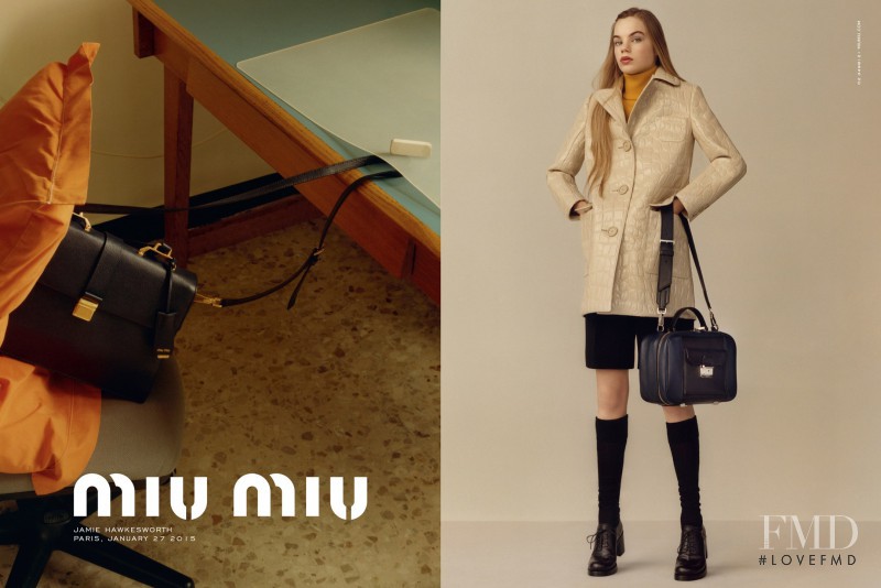 Estella Boersma featured in  the Miu Miu advertisement for Pre-Fall 2015