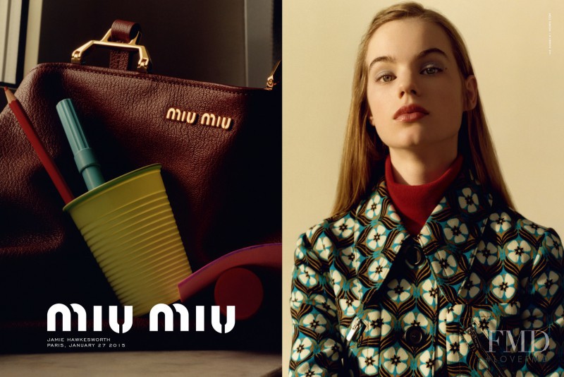 Estella Boersma featured in  the Miu Miu advertisement for Pre-Fall 2015